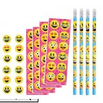 PlayO Emoji Stickers Pencils and Erasers Emoticon Stationery Set 12 Pack Set TM  B01MRXJ4V6